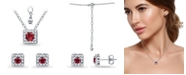 Giani Bernini Created Ruby and Cubic Zirconia Halo Square Pendant and Earring Set, 3 Piece